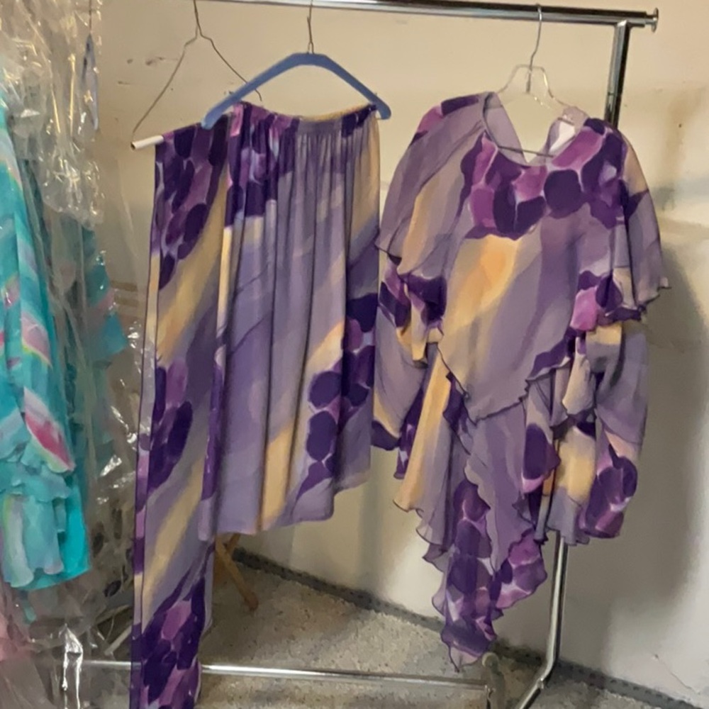 Vintage 90s Yolanda Lorente Hand Painted 3 piece Dress             100% Silk
